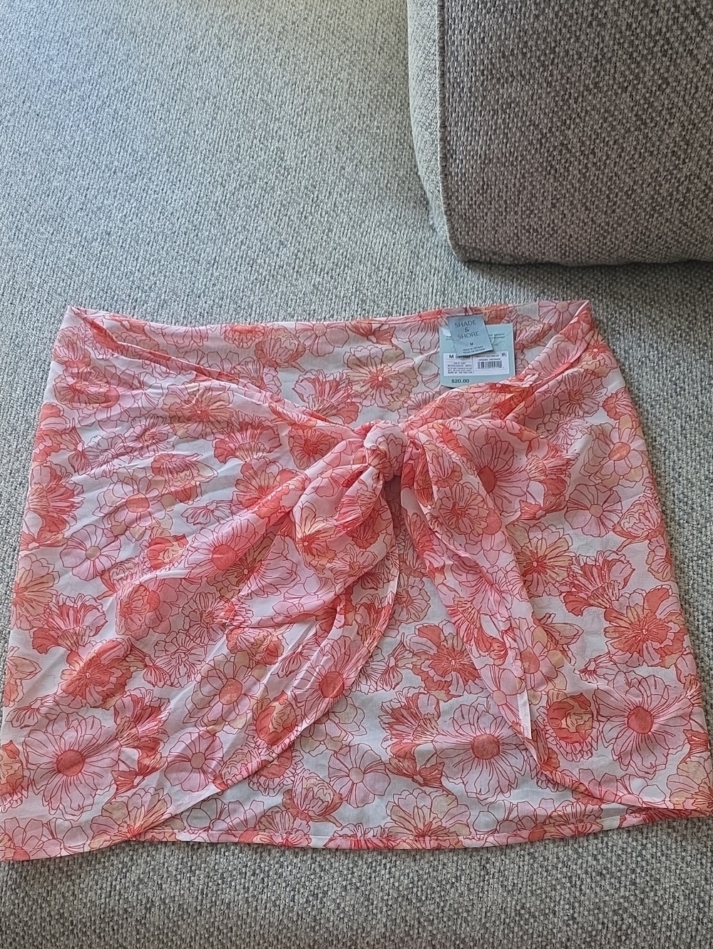 Shade & Shore Coral Pink Floral Sheer Sorang